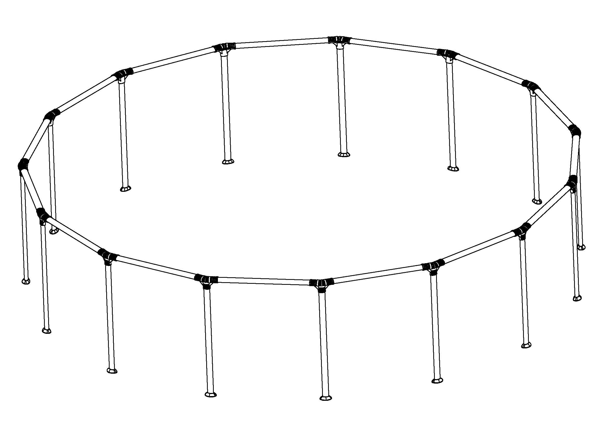 Steel Pro MAX 15' x 42 & 15' x 48 Above Ground Round Pool Frame Set Replacement. Gray (Footings and T-Connectors)