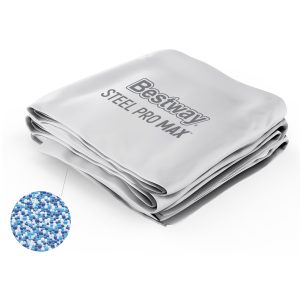 Steel Pro MAX 15' x 42 Round Above Ground Pool Liner & Support Strap/Vertical Leg Rings Replacement. Gray