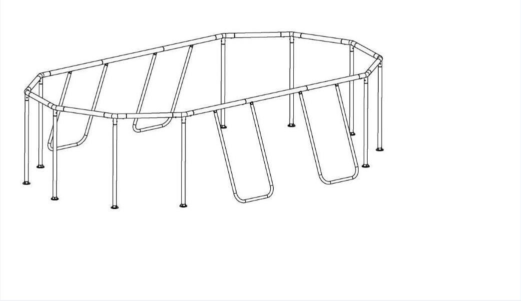 Steel Pro MAX & Power Steel 14' x 8'2 x 39.5 Above Ground Round Oval Frame Set Replacement. Gray