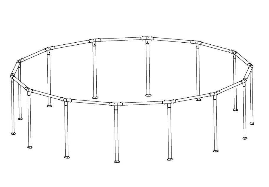 Steel Pro MAX 15' x 42 & 15' x 48 Above Ground Round Pool Frame Set Replacement. Gray (Footings and T-Connectors)