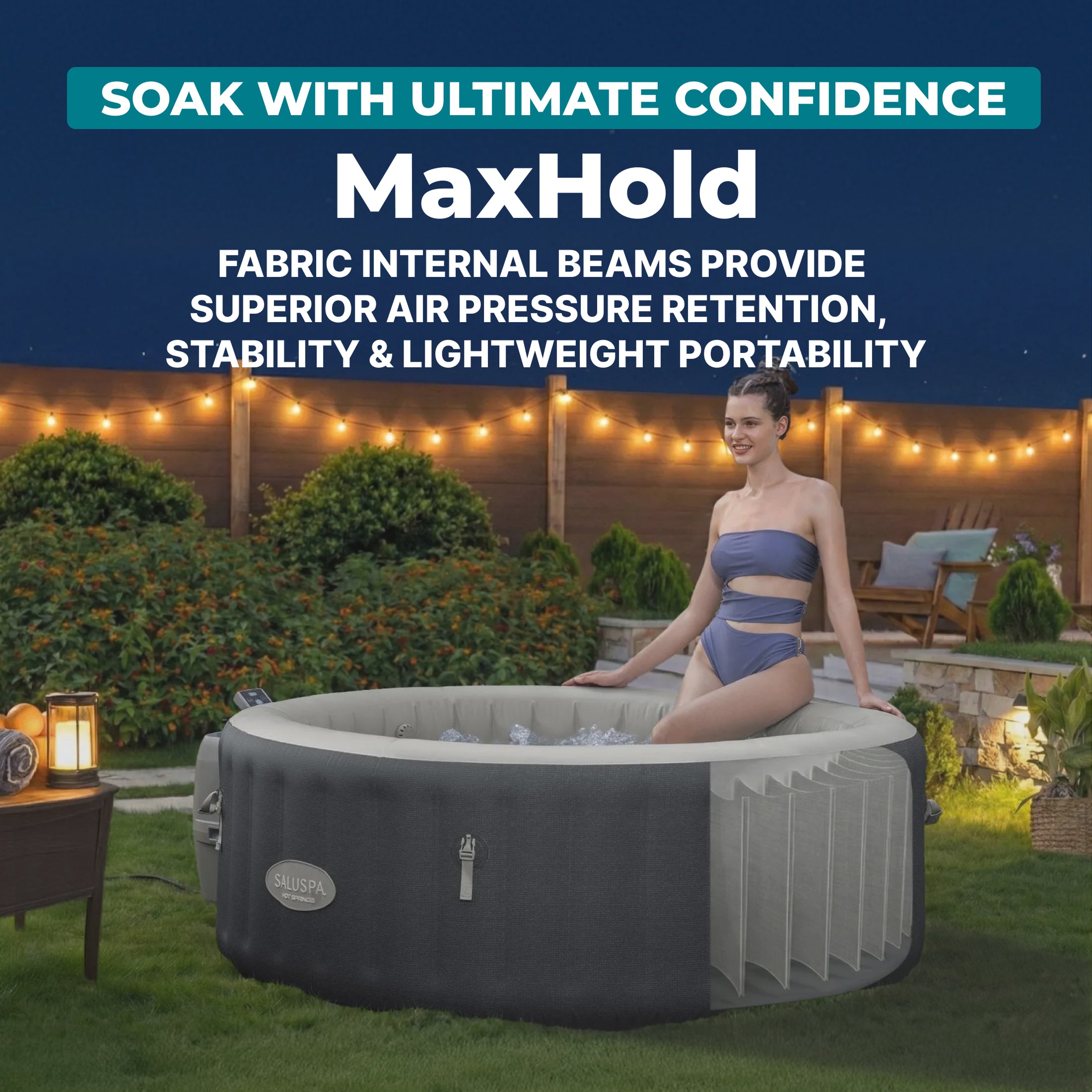 SaluSpa Hot Springs Energy-Efficient AirJet 2-4 Person Inflatable Hot Tub - Image 5