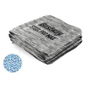 Steel Pro MAX 18' x 48 Round Above Ground Pool Liner & Support Strap/Vertical Leg Rings Replacement. Stacked Stone