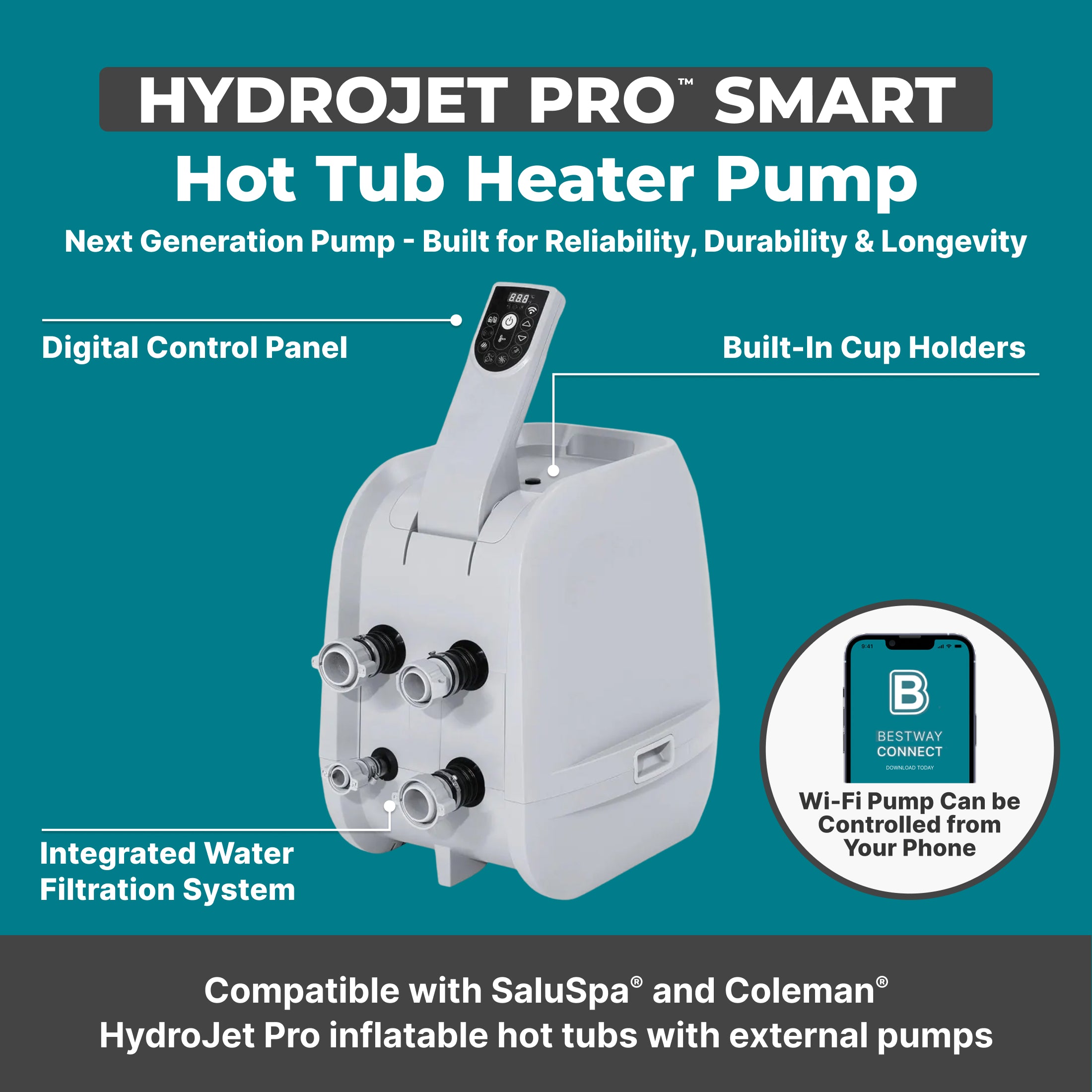 SaluSpa HydroJet Pro Smart Hot Tub Heater Pump with App-Control - Image 2
