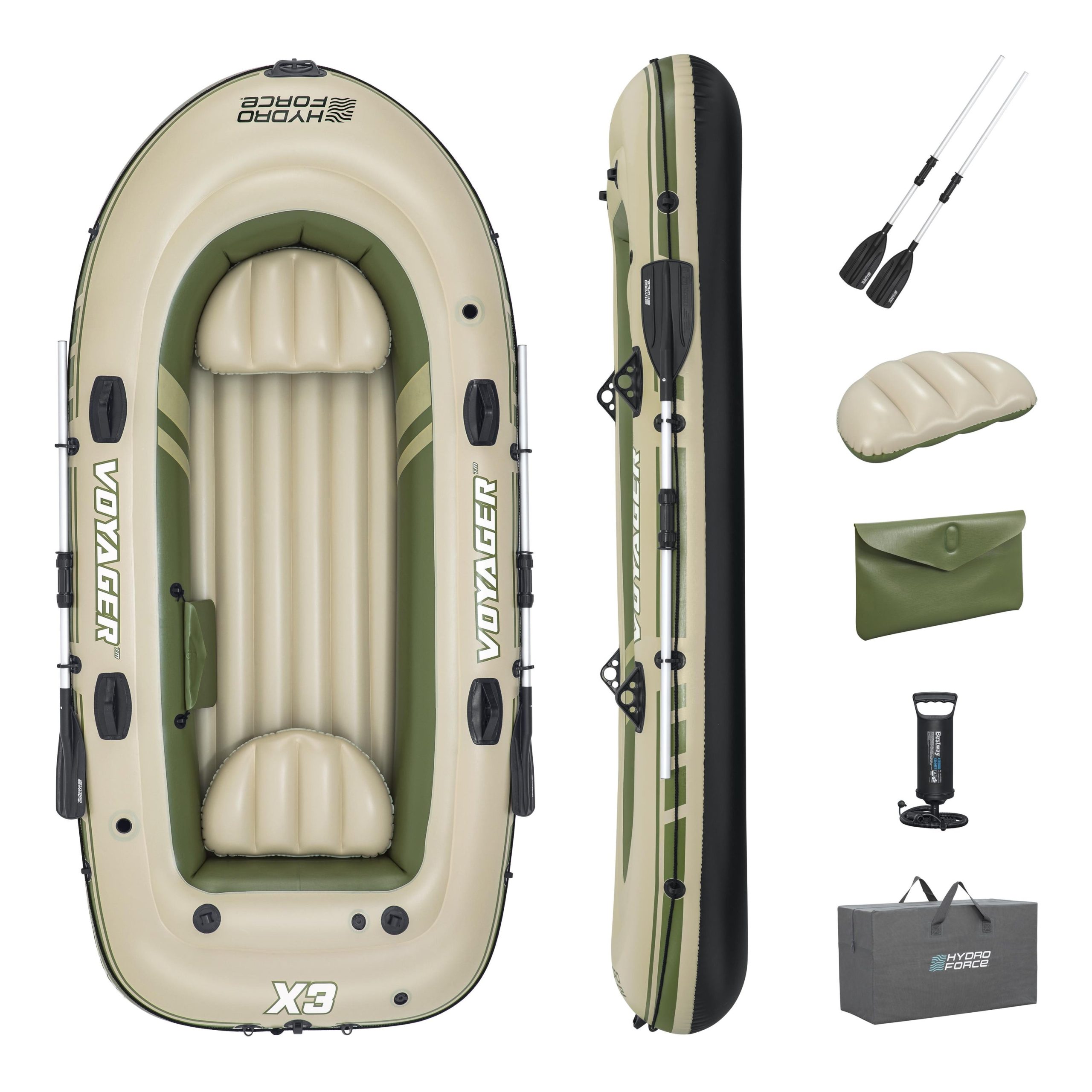 Hydro Force Voyager X3 Inflatable 3-Person Raft Set 9'8
