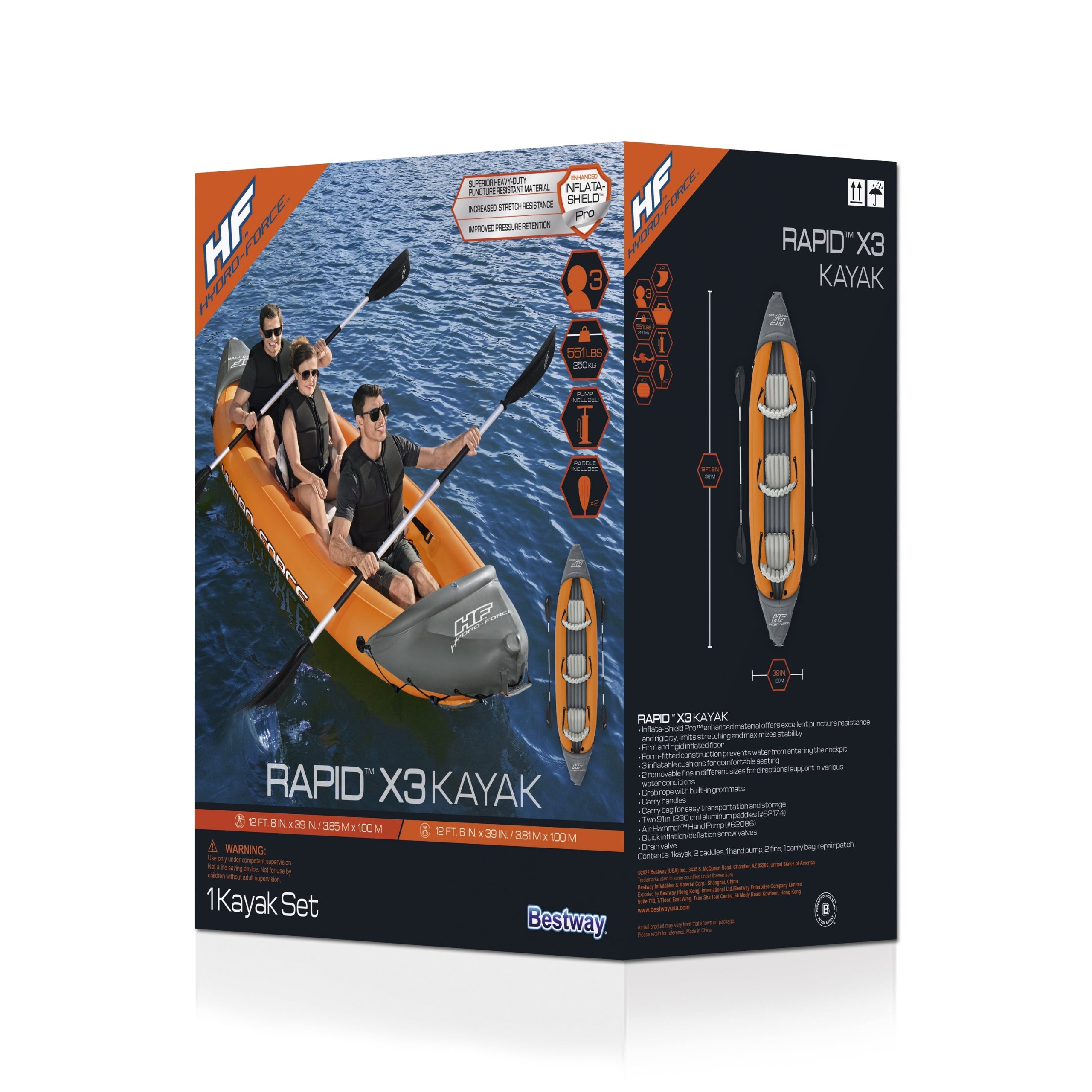 Hydro-Force Rapid X3 Inflatable Kayak Set 12'6 - Image 3