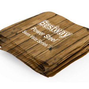Power Steel Swim Vista Series II 18' x 48 Round Above Ground Pool Liner Replacement. Wood Grain