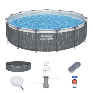Bestway Steel Pro MAX 15' x 42 Round Above Ground Pool Set with LED Light