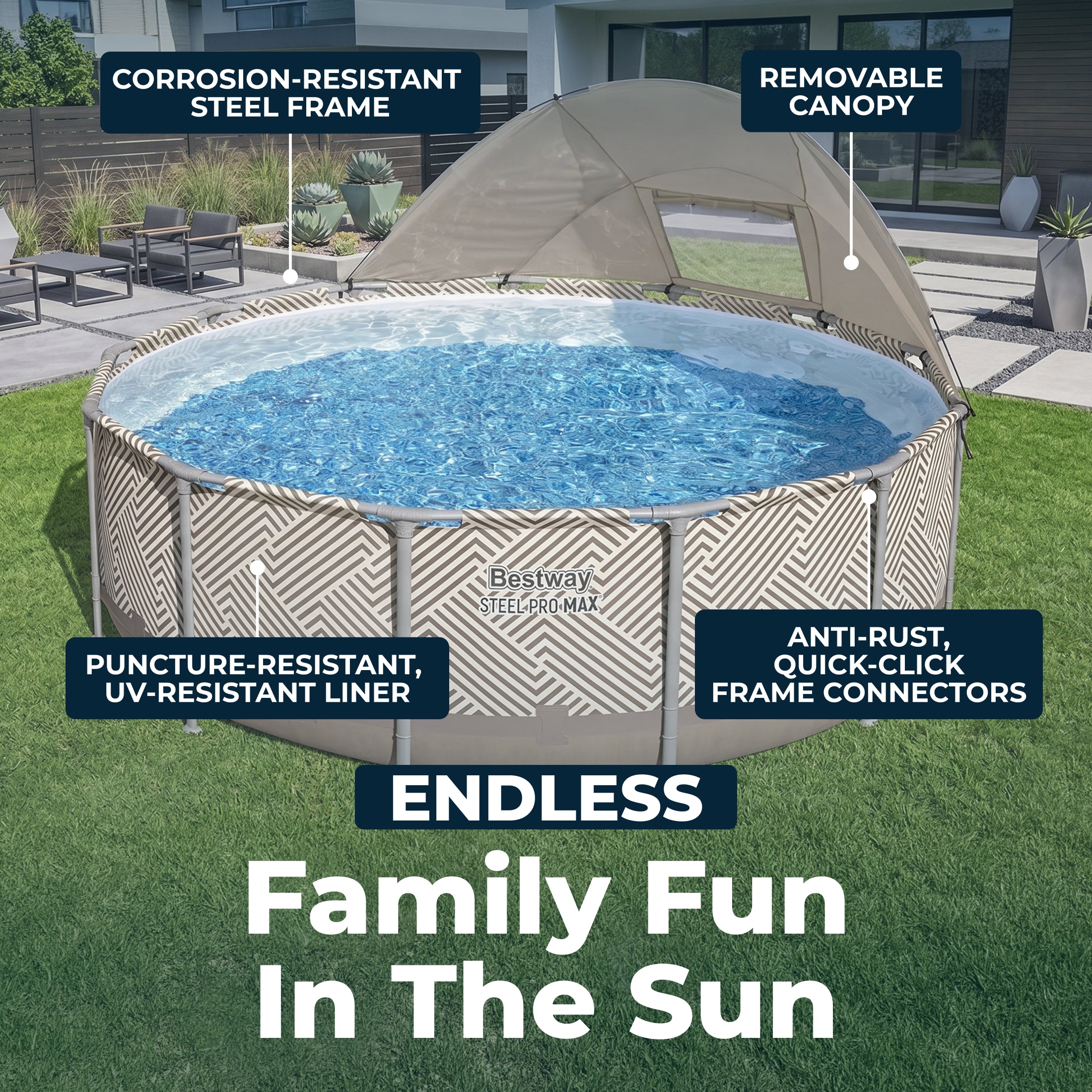 Bestway Steel Pro MAX 13' x 42 Round Above Ground Pool Set with Canopy - Image 8