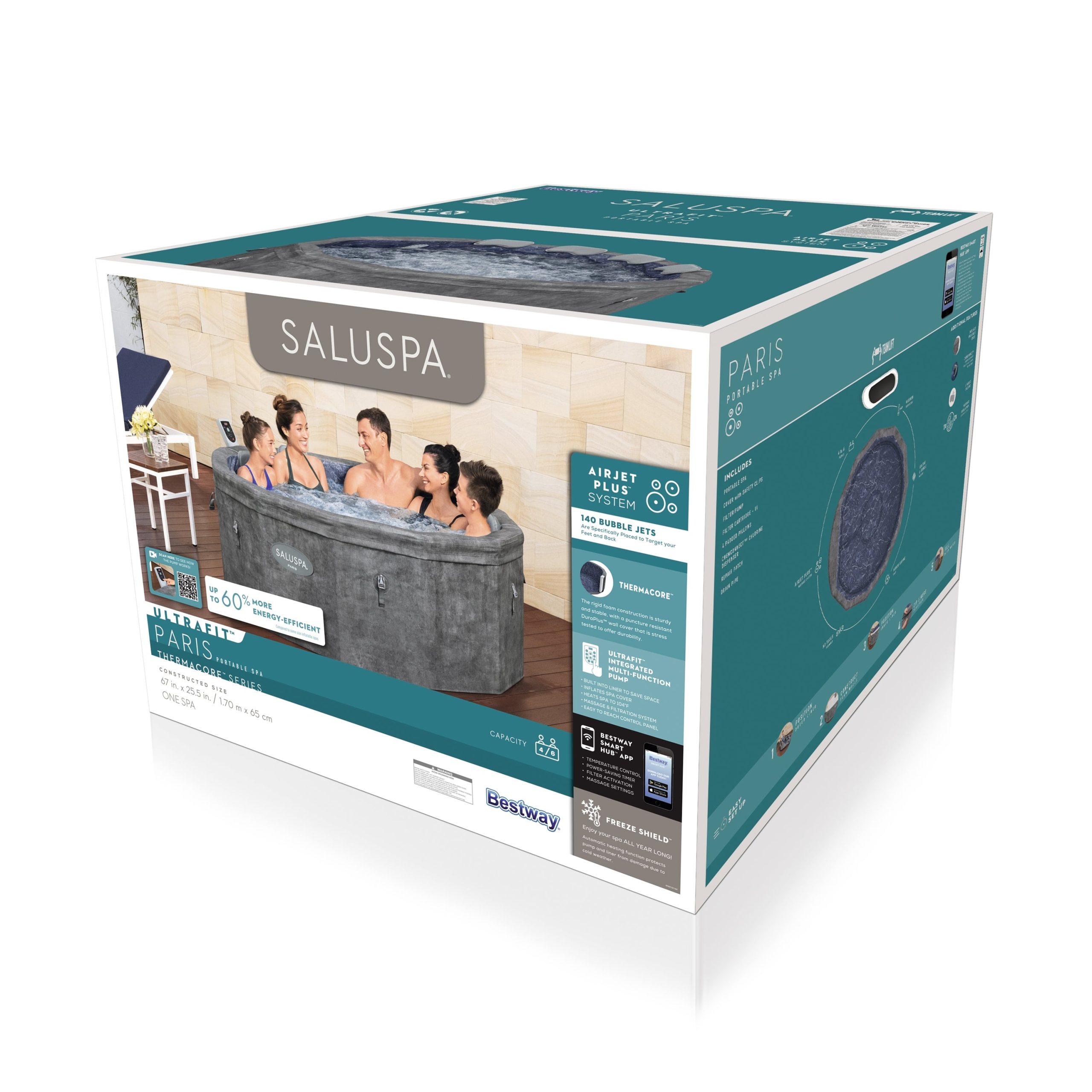 SaluSpa Paris UltraFit Smart AirJet Plus Hot Tub with App Control 4-6 person - Image 10