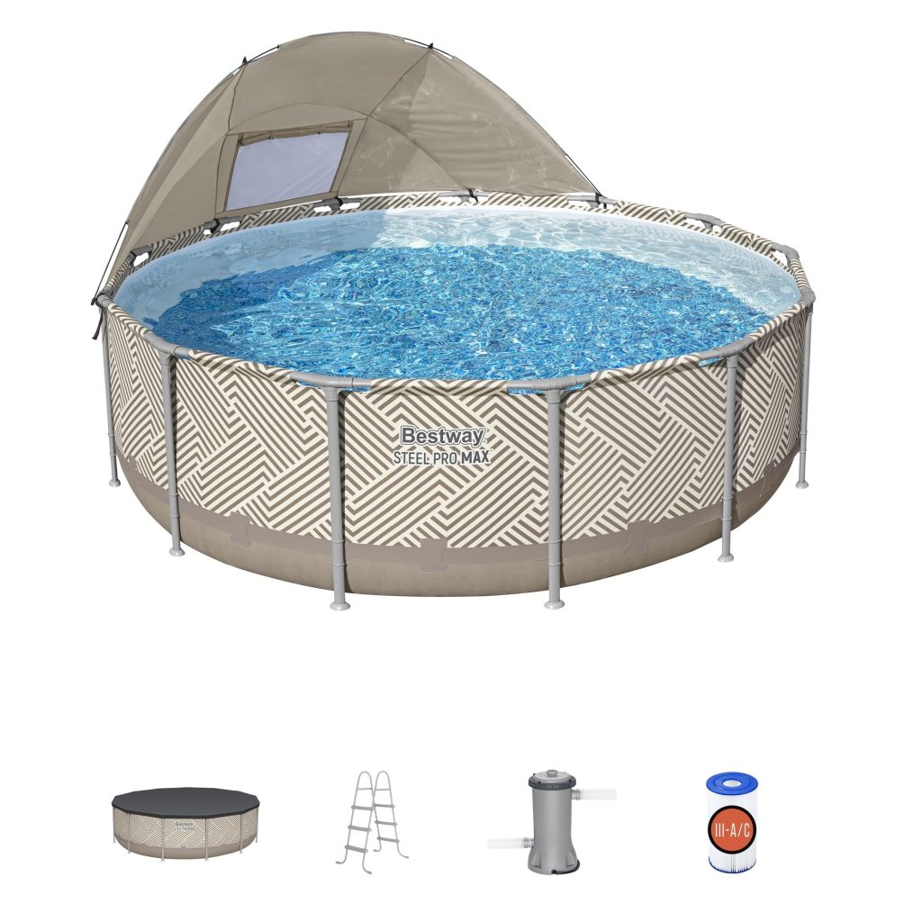 Bestway Steel Pro MAX 13' x 42 Round Above Ground Pool Set with Canopy