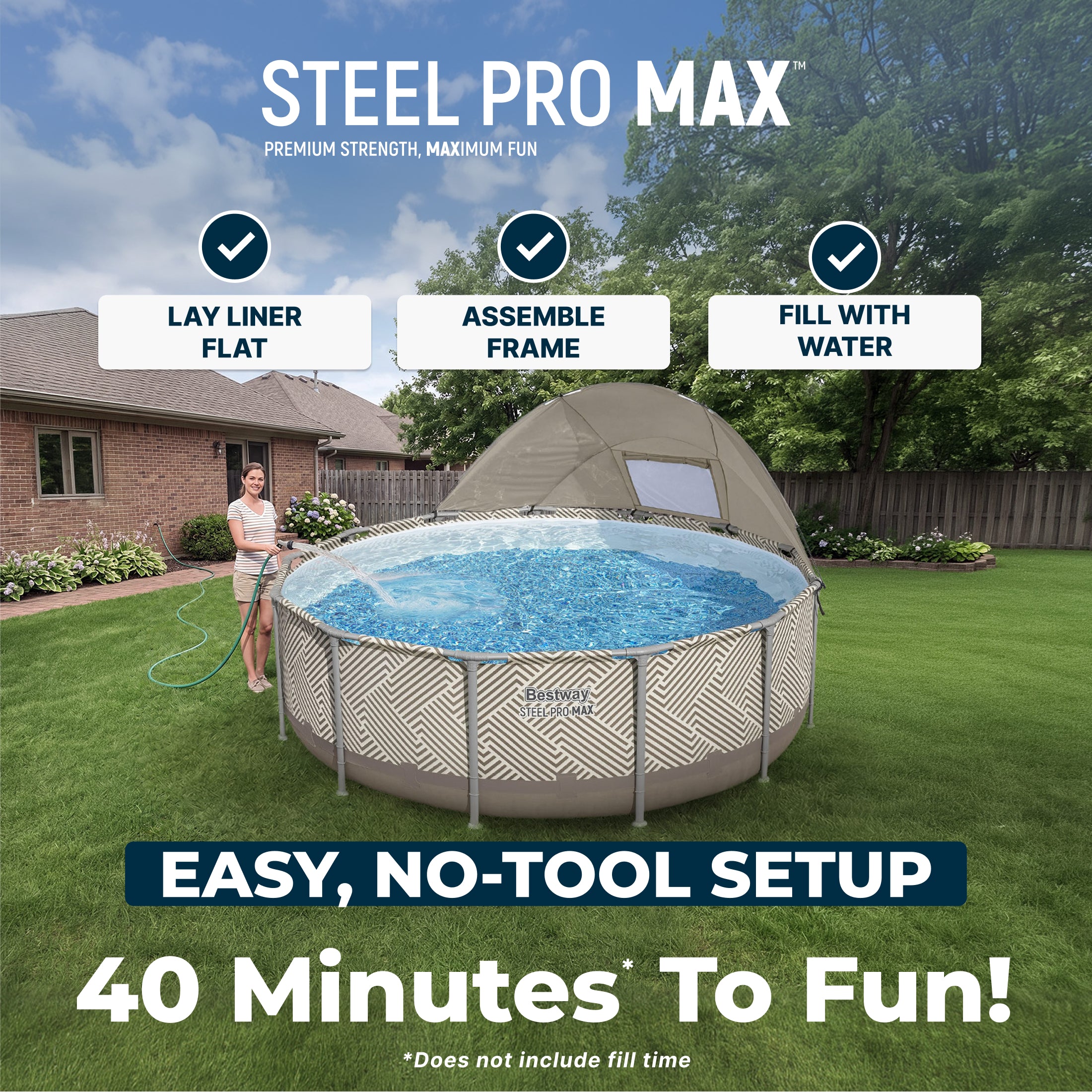 Bestway Steel Pro MAX 13' x 42 Round Above Ground Pool Set with Canopy - Image 4