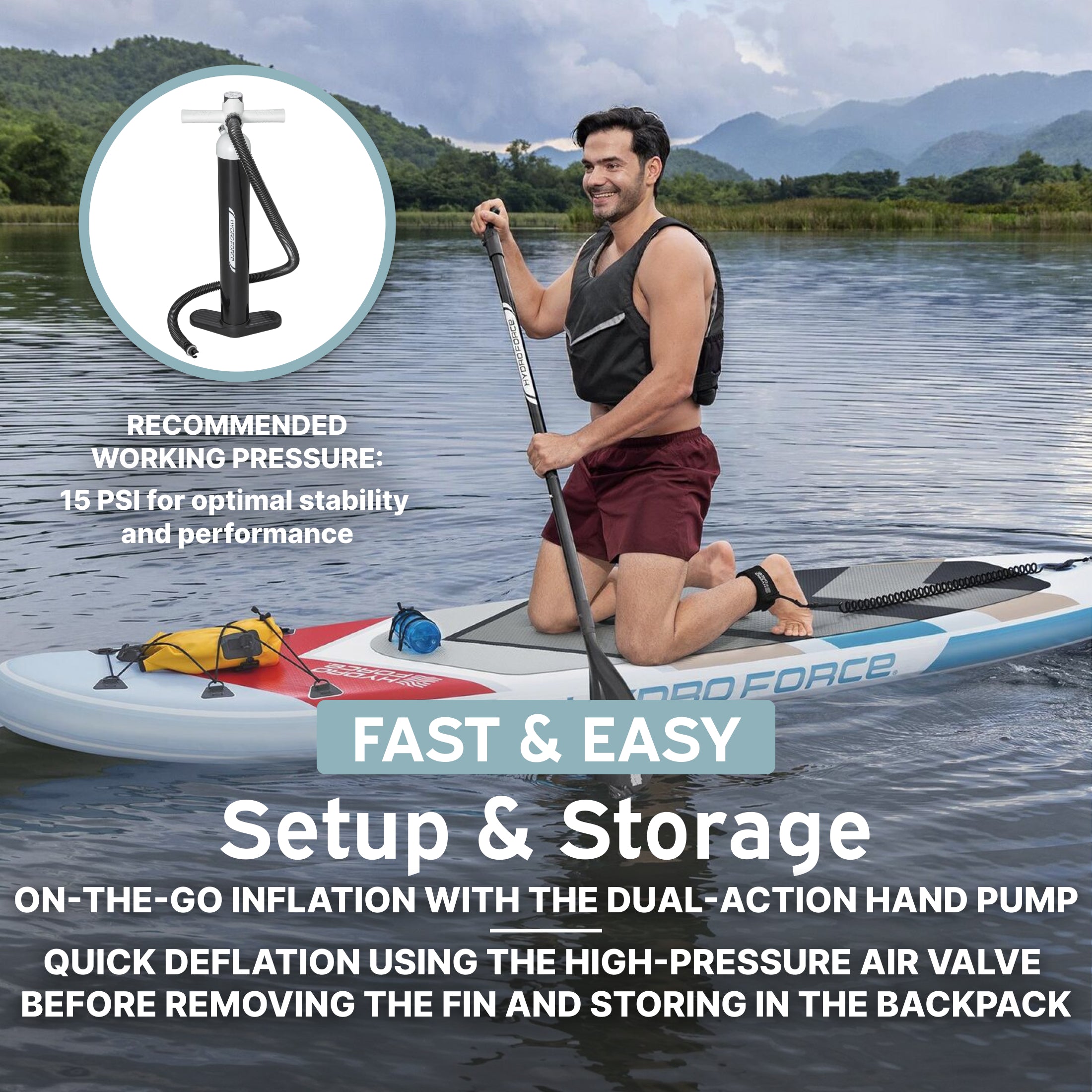 Hydro Force Solara Inflatable Stand-Up Paddleboard Set 10' - Image 4