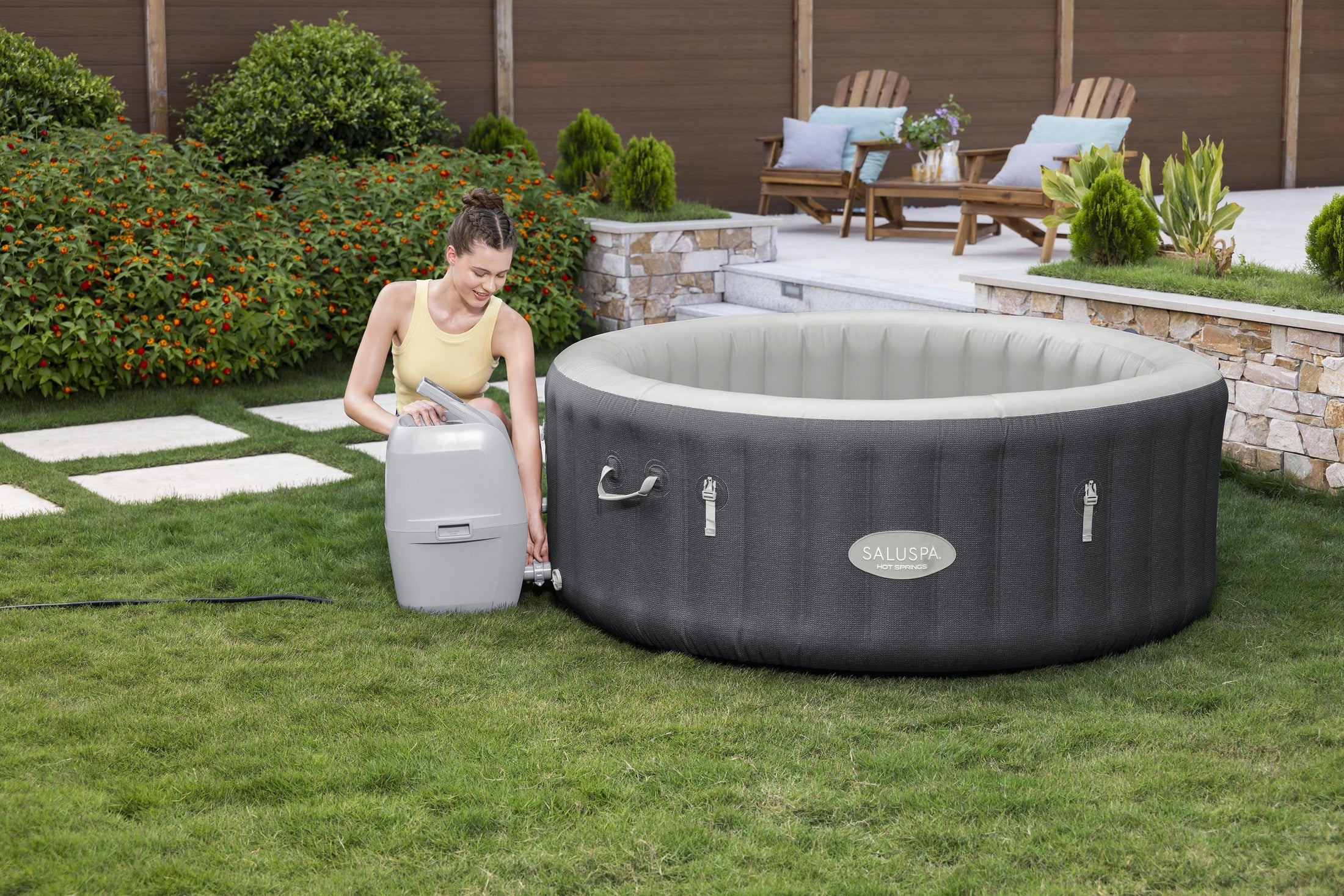 SaluSpa Hot Springs Energy-Efficient AirJet 2-4 Person Inflatable Hot Tub - Image 13