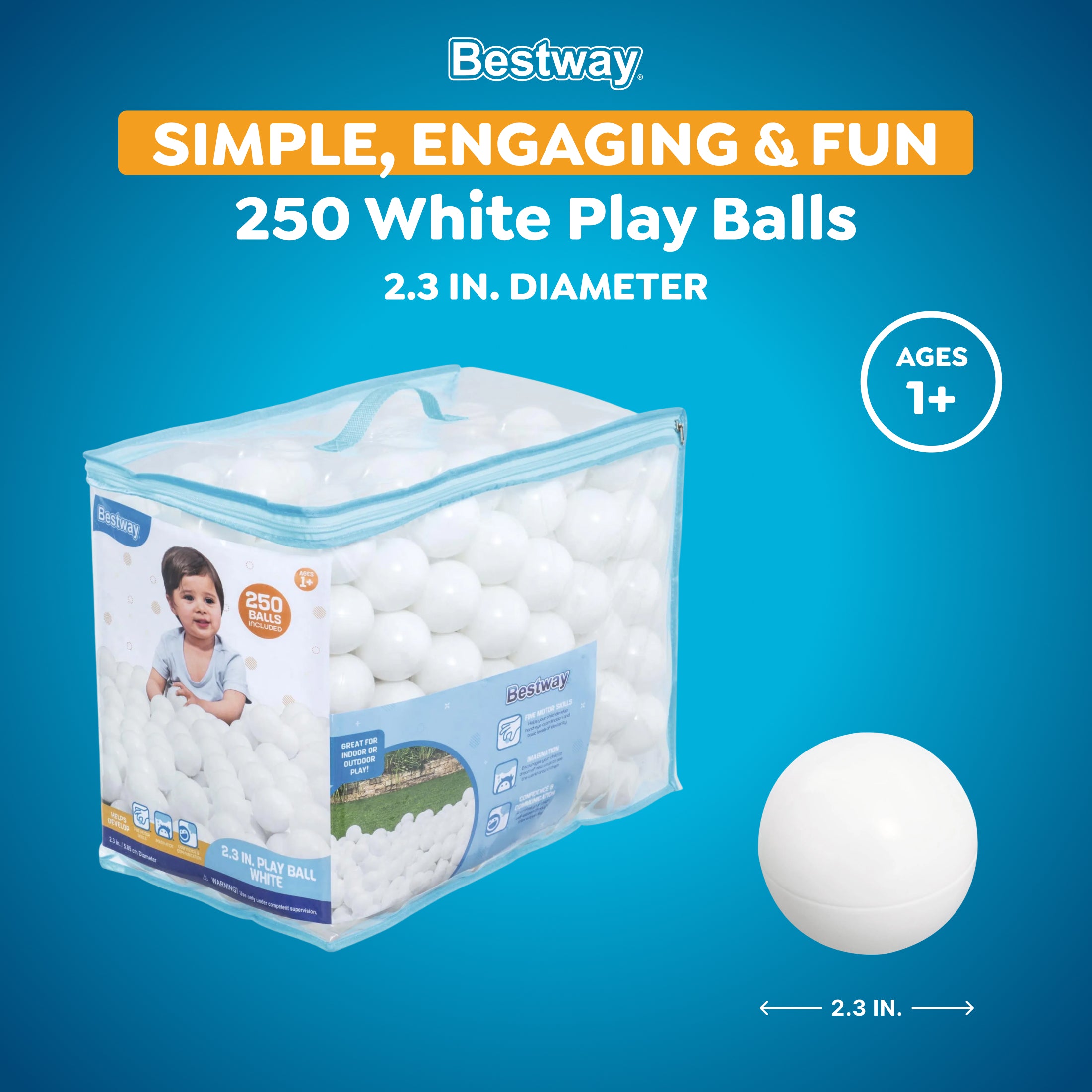 Bestway 250 Play Balls. White - Image 2