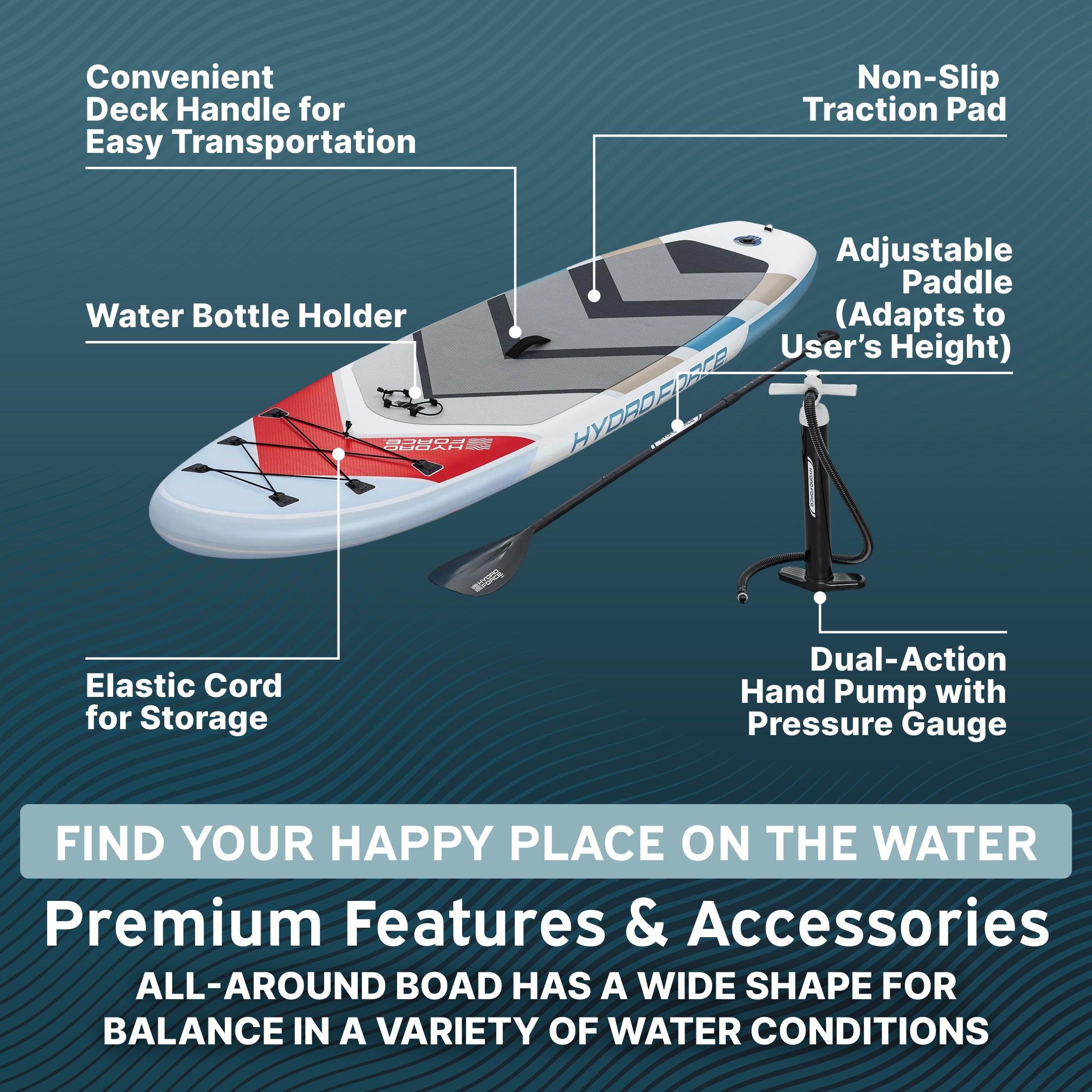 Hydro Force Solara Inflatable Stand-Up Paddleboard Set 10' - Image 3