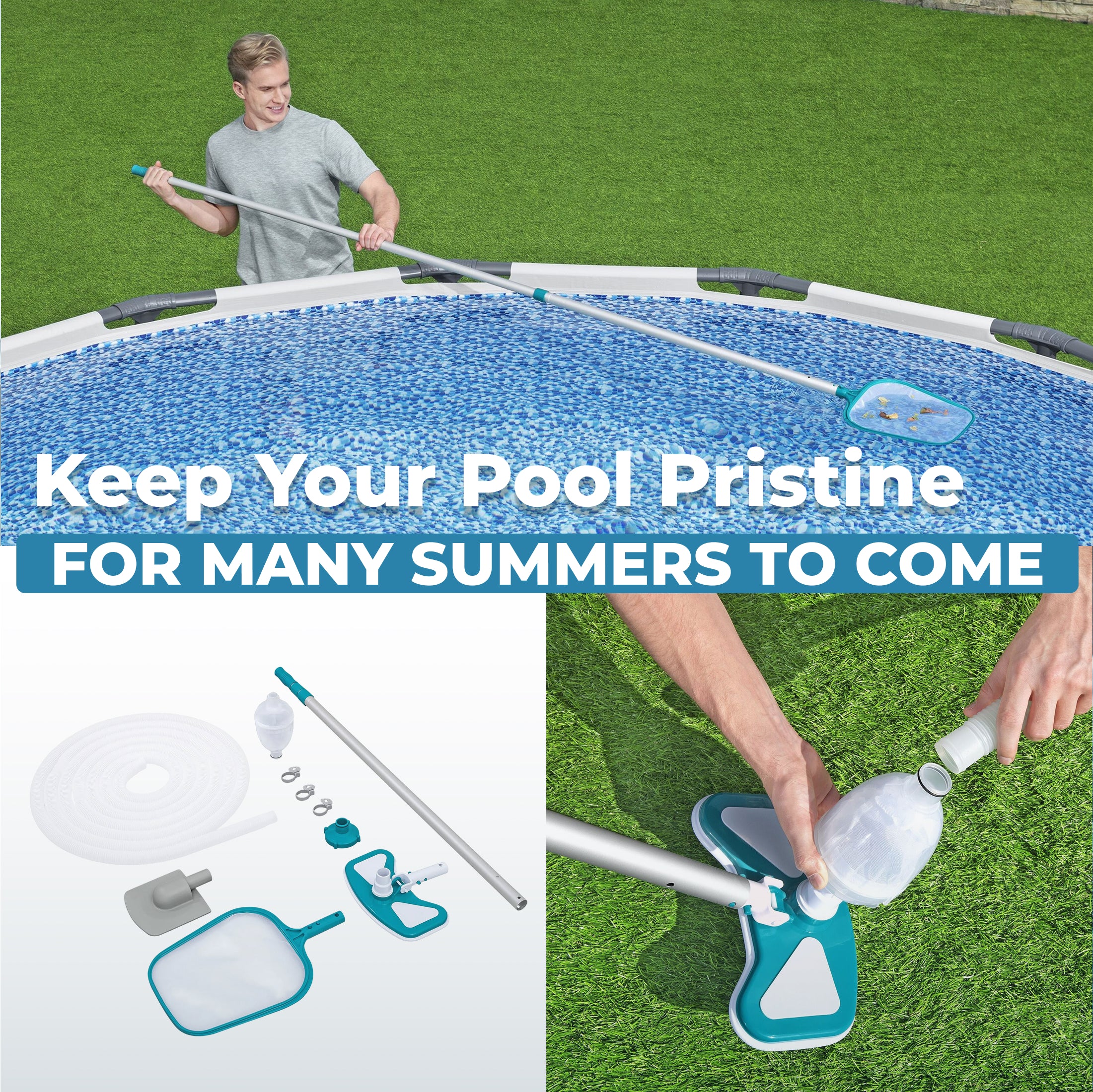 Bestway AquaClean Pool Maintenance Kit with Vacuum and Skimmer - Image 8