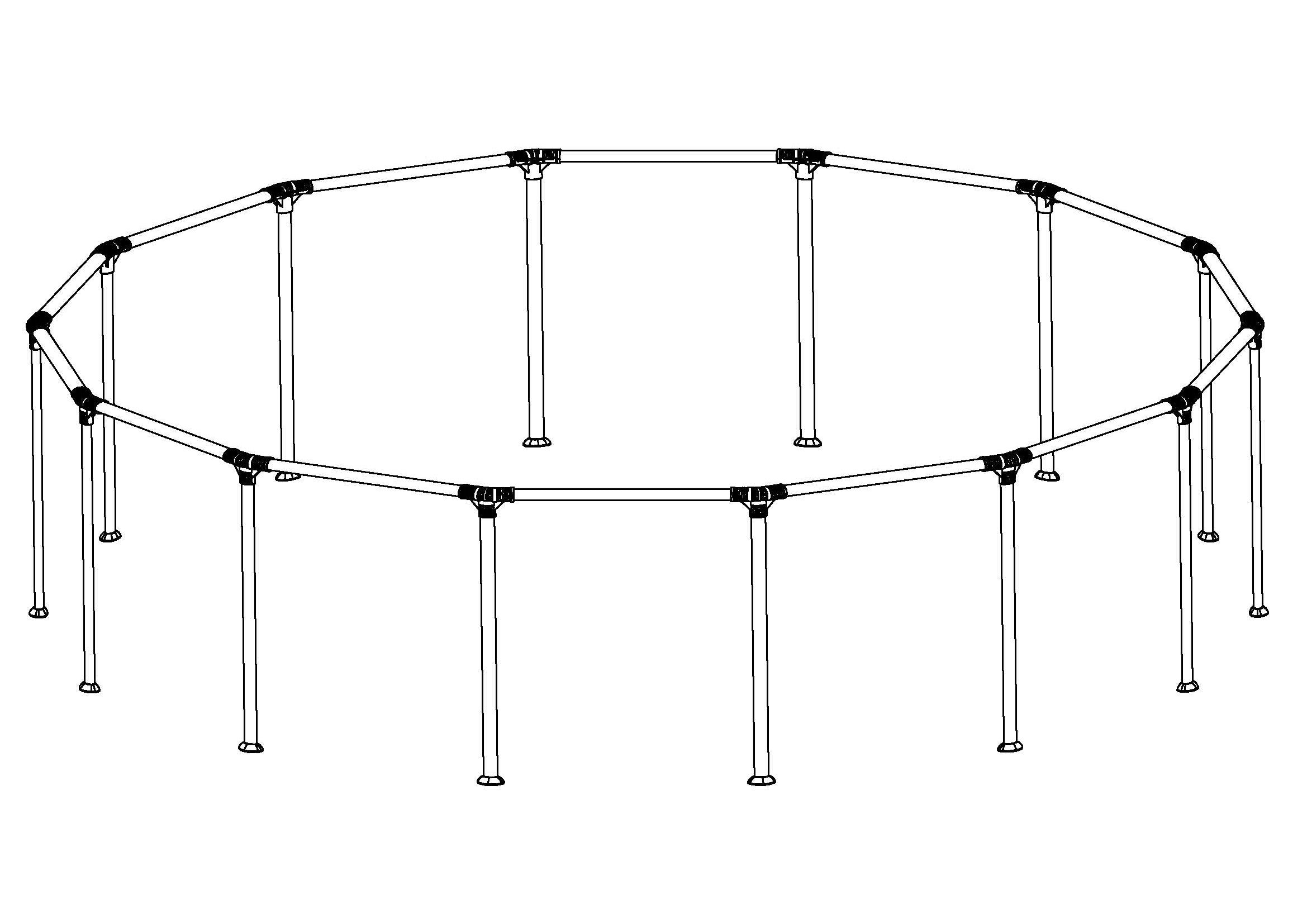 Steel Pro MAX 14' x 48 Above Ground Round Pool Frame Set Replacement. Gray (Top Rails and Vertical Legs)