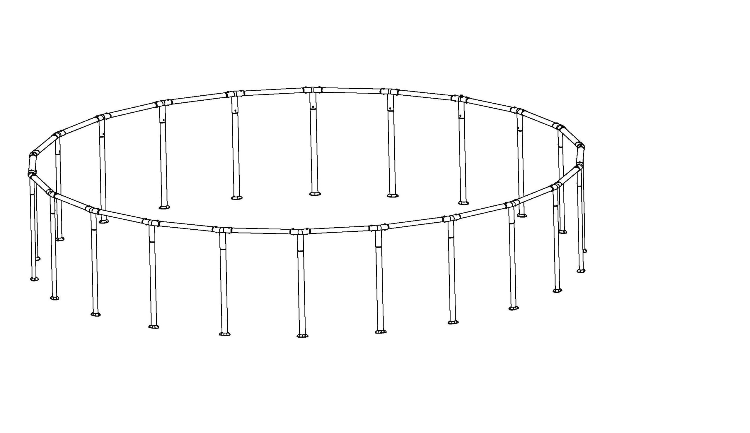 Coleman Power Steel 22' x 52 Above Ground Round Pool Frame Set Replacement. Brown (Top Rails and Vertical Legs)
