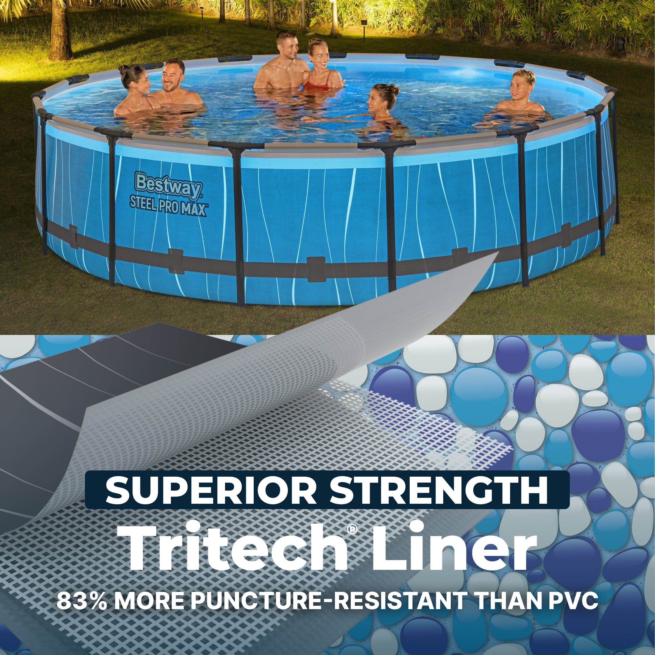 Bestway Steel Pro MAX 15' x 42 Round Above Ground Pool Set with LED Light - Image 3