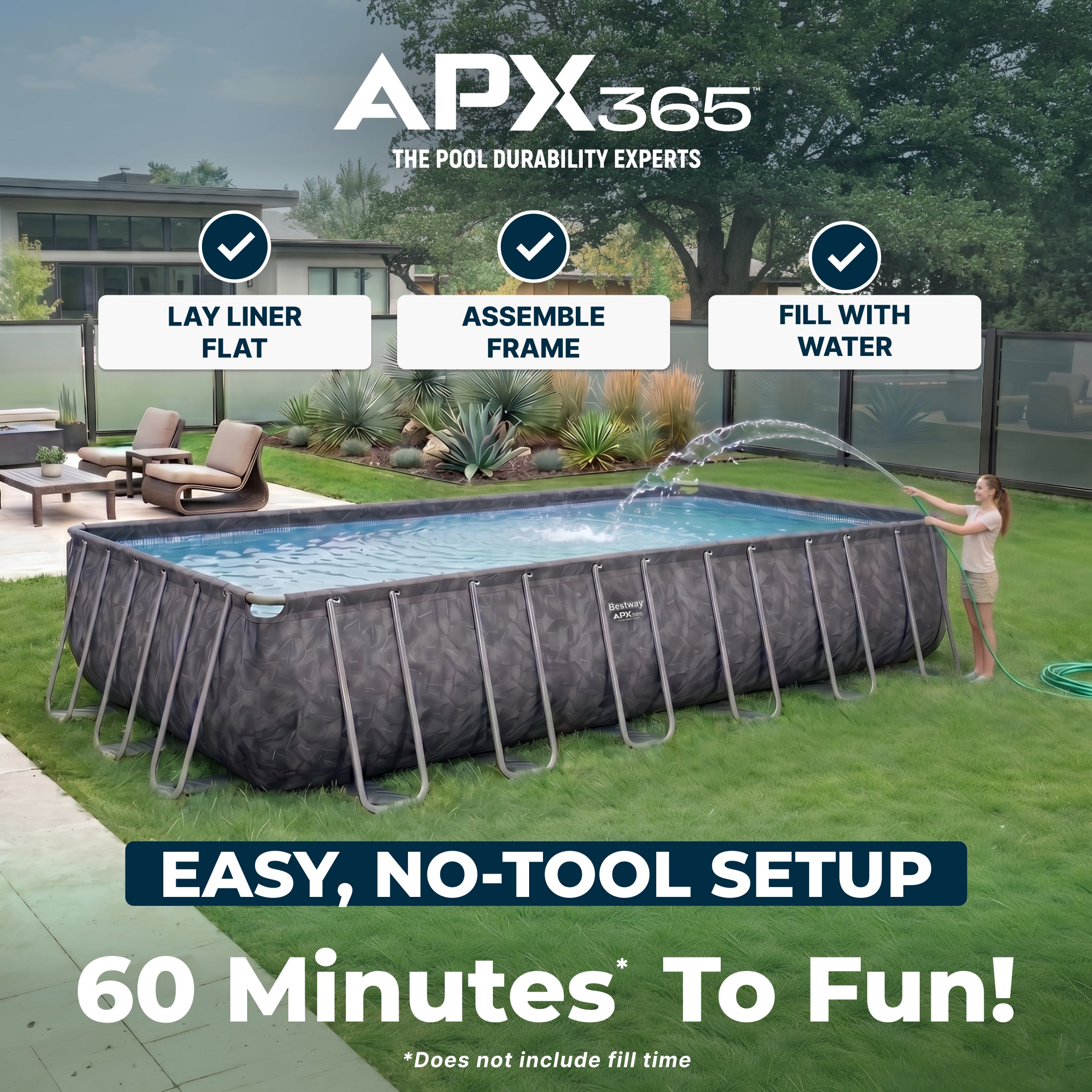 Bestway APX 365 24' x 12' x 52 Rectangle Above Ground Pool Set - Image 5