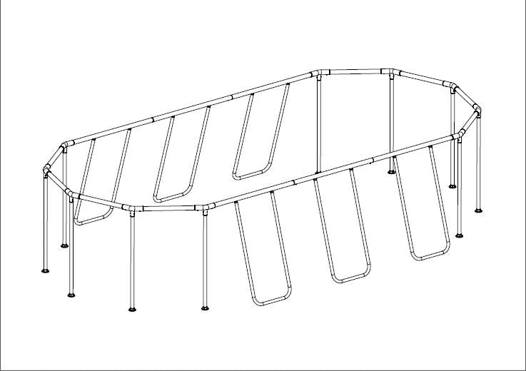 Platinum Series Power Steel 22' x 12' x 48 Oval Above Ground Pool Frame Set Replacement. Silver