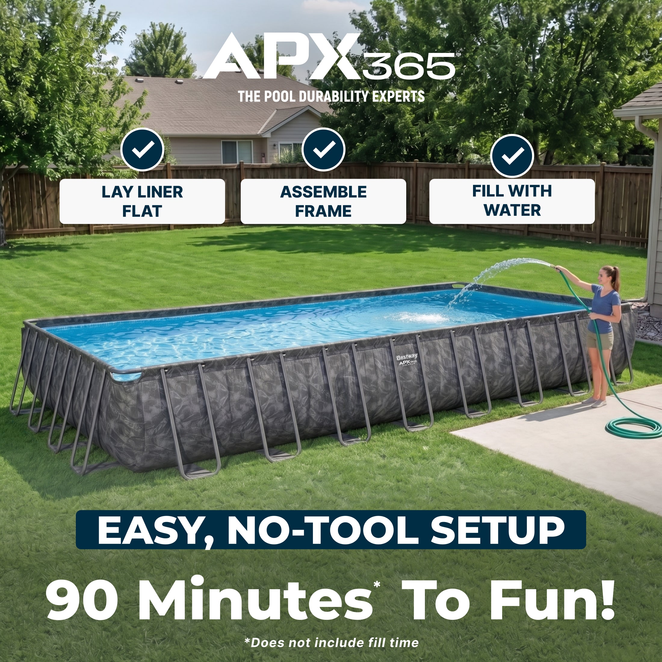 Bestway APX 365 31'4 x 16' x 52 Rectangle Above Ground Pool Set - Image 5