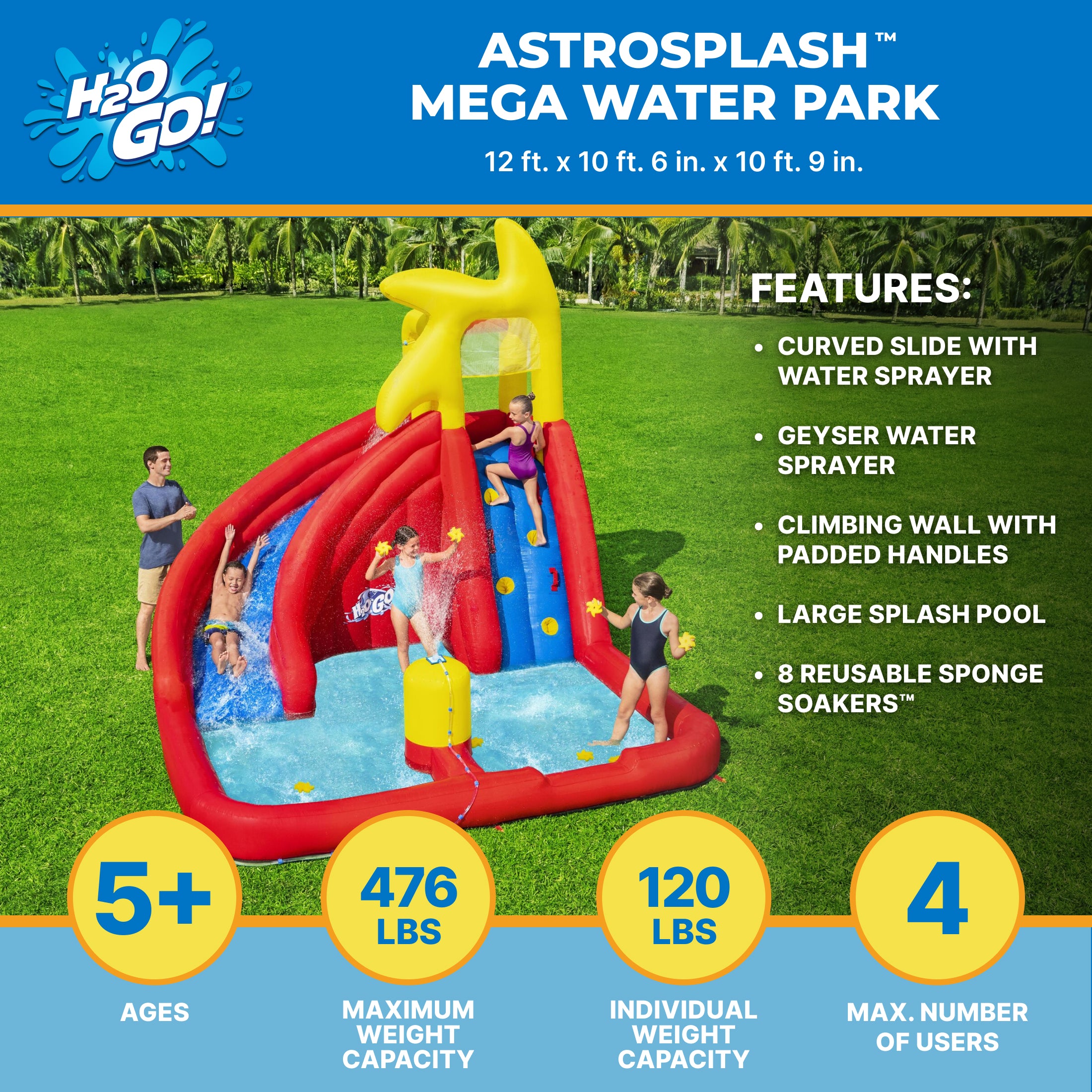 H2OGO! AstroSplash Kids Inflatable Mega Water Park 10'9 - Image 4