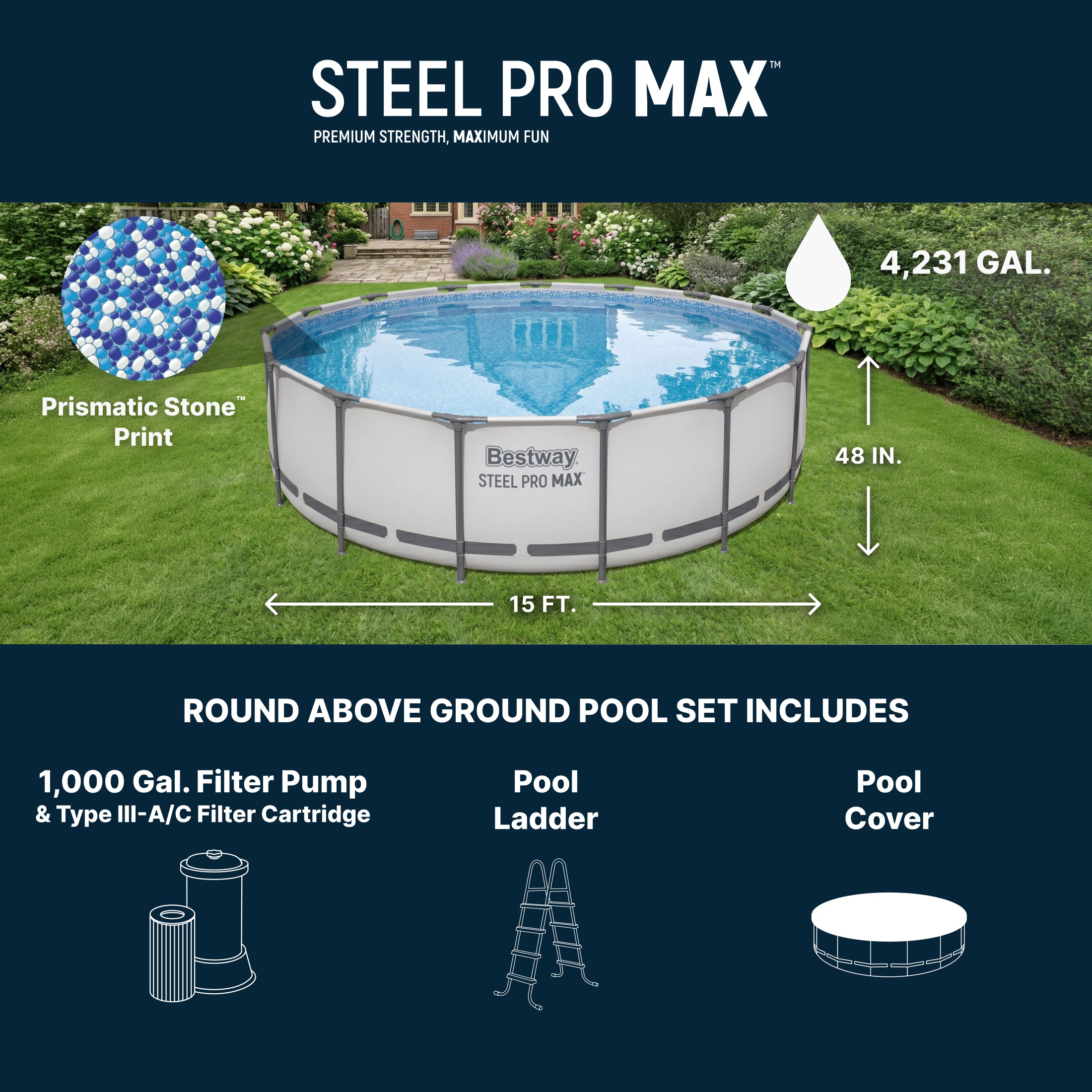 Bestway Steel Pro MAX 15' x 48 Above Ground Pool Set - Image 3