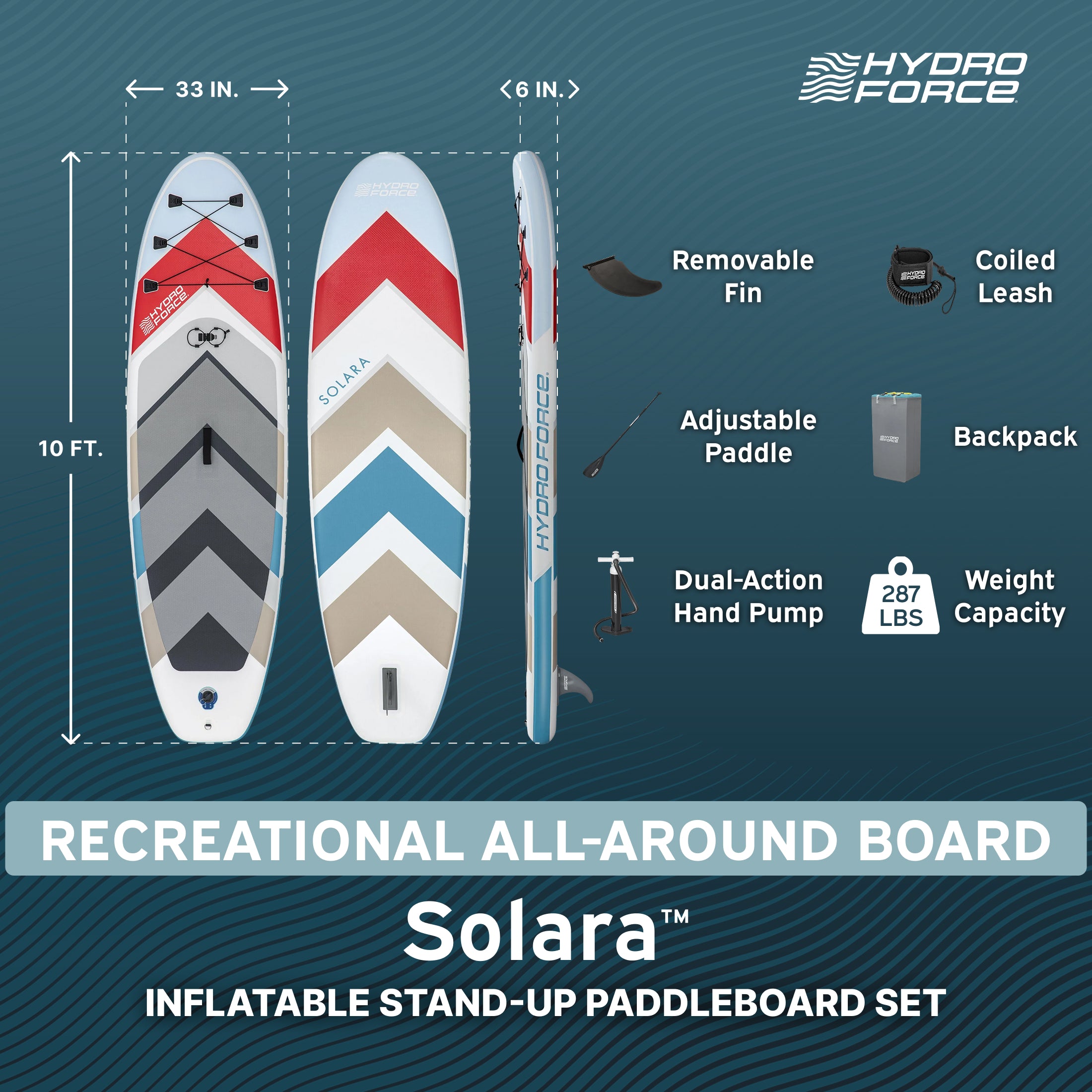 Hydro Force Solara Inflatable Stand-Up Paddleboard Set 10' - Image 2