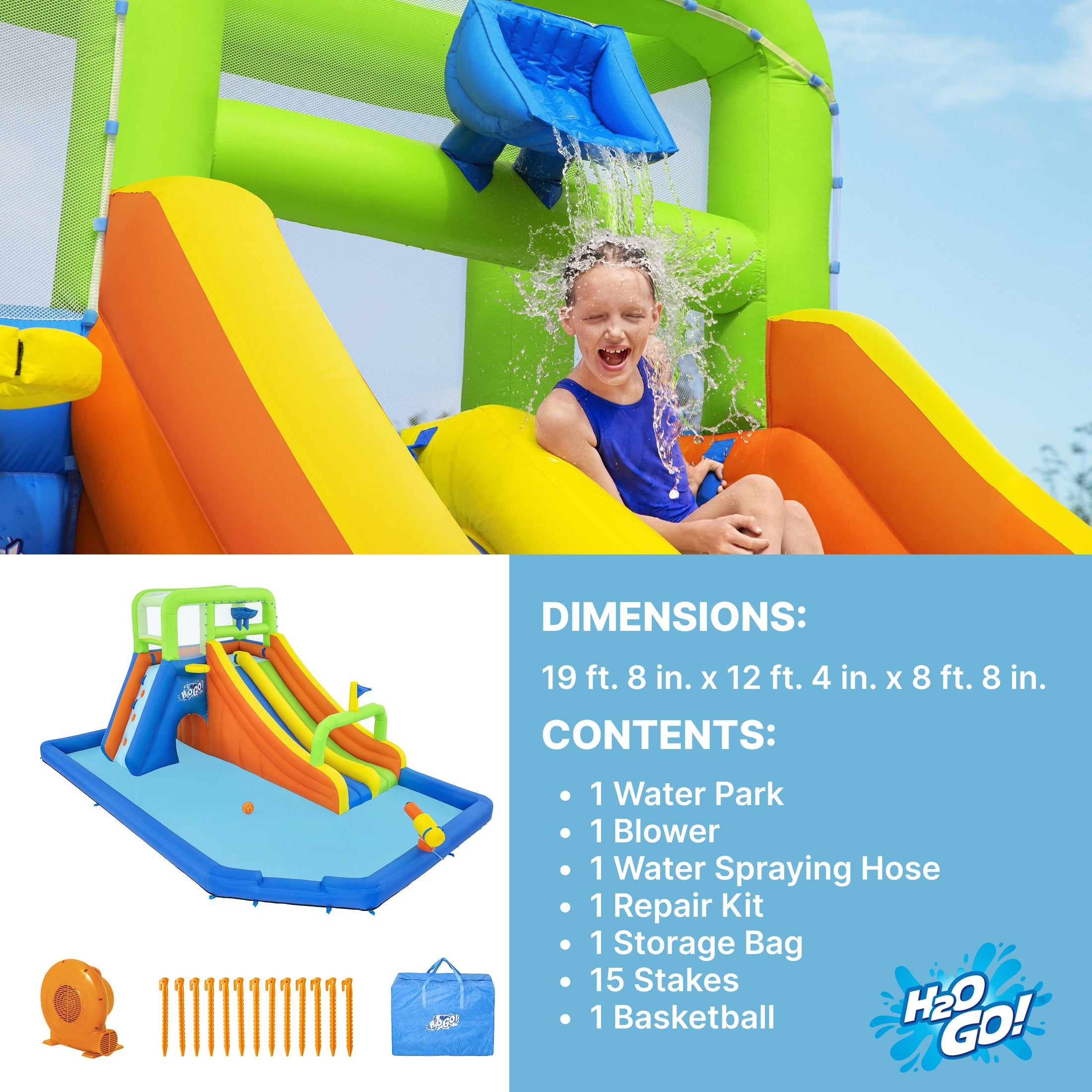 H2OGO! Wild Tide Kids Inflatable Water Park 19' 8 - Image 6